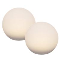 Solar bol lamp - 2x - kunststof - D25 cm - warm wit - tuinverlichting
