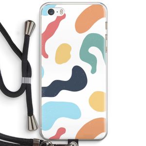 Memphis Shapes Blue: iPhone 5 / 5S / SE Transparant Hoesje met koord
