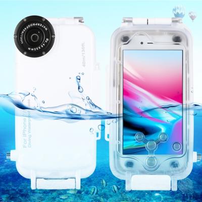 HAWEEL 40m / 130ft waterdichte duiken huisvesting Foto Video nemen dekken onderwaterbehuizing voor de iPhone 7 & 8(White)