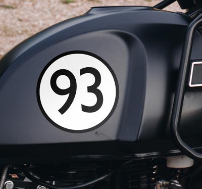 Afgerond klassiek getal motor sticker