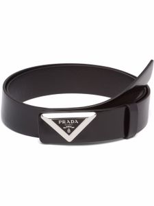 Prada ceinture en cuir à plaque logo - Noir