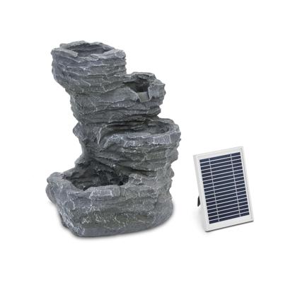 Tuinfontein op zonne-energie - stenen cascade 4 niveaus - LED-verlichting