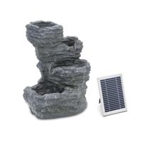 Tuinfontein op zonne-energie - stenen cascade 4 niveaus - LED-verlichting