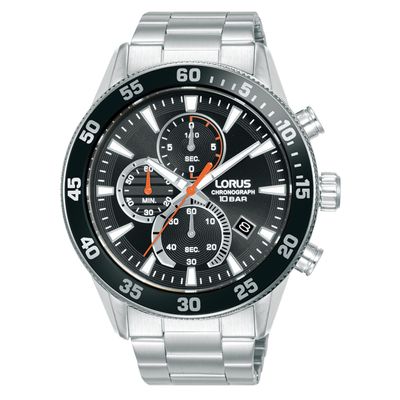 Lorus RM321JX9 Horloge Chronograaf staal zilverkleurig-zwart 45 mm