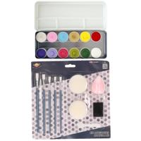 Superstar kinder schminken set - 12 kleuren basics - met grimeer gereedschap 10-delig - carnaval