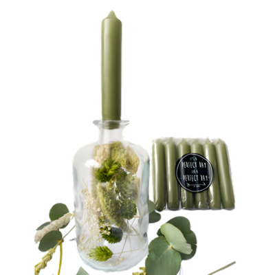 Fles met droogbloemen & kaarsen