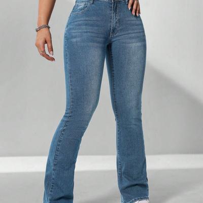 Women's Dark Wash Flare Leg Jeans | Curvy Fit Denim Pants Light Wash / 27