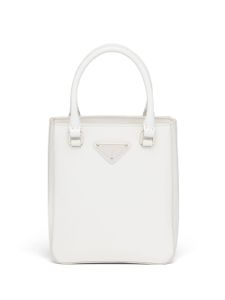 Prada petit sac cabas à plaque logo - Blanc