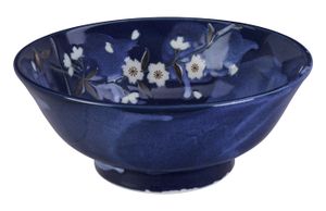 Blauw/Witte Noodles Kom - Blue Sakura - 21x9cm 1200ml