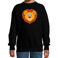 Cartoon leeuw trui zwart voor jongens en meisjes - Cartoon dieren sweater kinderen - thumbnail