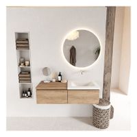 Mondiaz Bukla 120cm badmeubel met module 60 kleur washed oak met 2 lades wastafel rechts zonder kraangat kleur talc