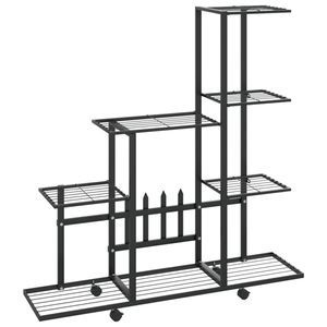 vidaXL Bloemenstandaard met wielen 94,5x25x92,5 cm metaal zwart