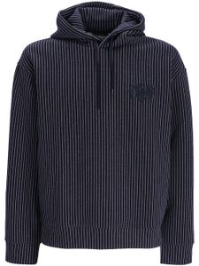 Emporio Armani hoodie rayé à logo brodé - Bleu