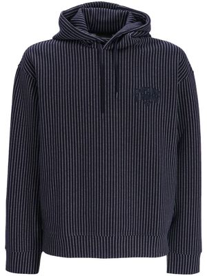 Emporio Armani hoodie rayé à logo brodé - Bleu