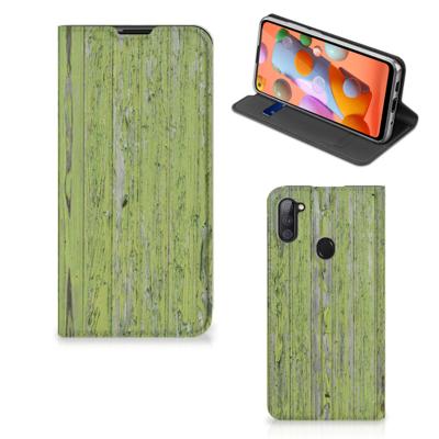 Samsung Galaxy M11 | A11 Book | Wallet Case | Green Wood
