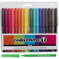 Colortime stiften, lijndikte 2 mm, diverse kleuren, 18 stuk/ 1 doos Colortime stiften, lijndikte 2 mm, diverse kleuren, 18 stuk/ 1 doos