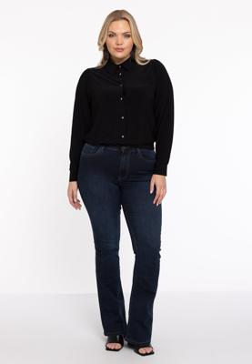 Yoek Flared jeans | Donker Blauw | Maat 48