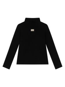 Dolce & Gabbana Kids blazer en coton stretch à plaque logo - Noir