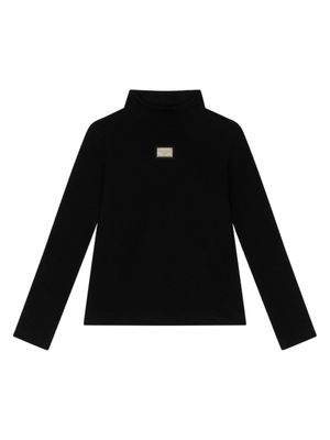 Dolce & Gabbana Kids blazer en coton stretch à plaque logo - Noir
