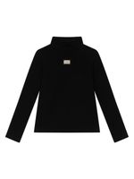 Dolce & Gabbana Kids blazer en coton stretch à plaque logo - Noir