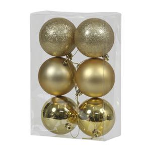 Othmar Decorations Kerstballen - 6x st - goud - D8 cm - kunststof - kerstversiering