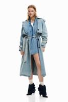 Denim trenchcoat met riem - BLUE - M