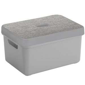 Sunware Opbergbox/mand - lichtgrijs - 13 liter - met deksel - Opbergbox