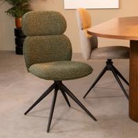 LABEL51 Eetkamerstoel Finn - Forest - Royal Boucle - Zwart Metalen Frame
