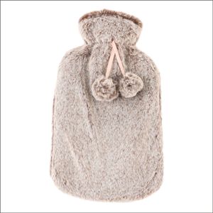 MARBEAUX - Kruik - Warmwaterkruik - met Zachte Hoes - Bruin - Faux Fur - Kruik 2 Liter