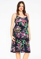 Yoek Spagehtti jurk TROPIC DOTS | Blauw | Maat 38/40