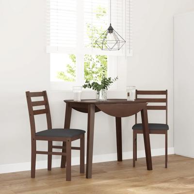 Eetkamerstoelen met kussens 2 st massief hout rubber bruin