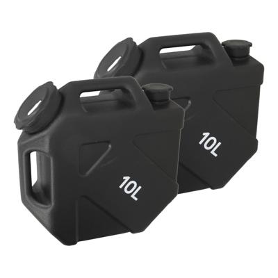 Gerimport Jerrycan/benzinetank - 2x - 10 liter - zwart - kunststof - met flexibele schenktuit