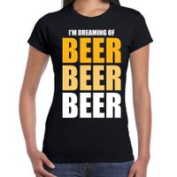 Dreaming of beer drank fun t-shirt zwart voor dames