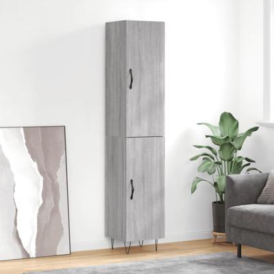Hoge kast 34,5x34x180 cm bewerkt hout grijs sonoma eikenkleurig