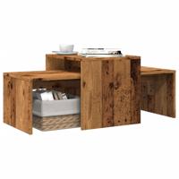 Salontafelset 100x48x40 cm bewerkt hout oud houtkleurig Salontafelset 100x48x40 cm bewerkt hout oud houtkleurig