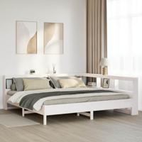 Bed met boekenkast zonder matras grenenhout wit 200x200 cm Bed met boekenkast zonder matras grenenhout wit 200x200 cm