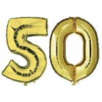 50 jaar gouden folie ballonnen 88 cm leeftijd/cijfer - thumbnail