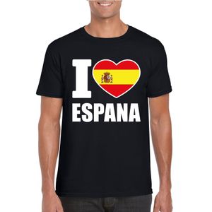 Zwart I love Spanje fan shirt heren