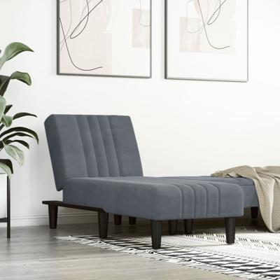 Chaise longue fluweel donkergrijs