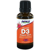 NOW Vitamine D3 Druppels 1000IE 30ml