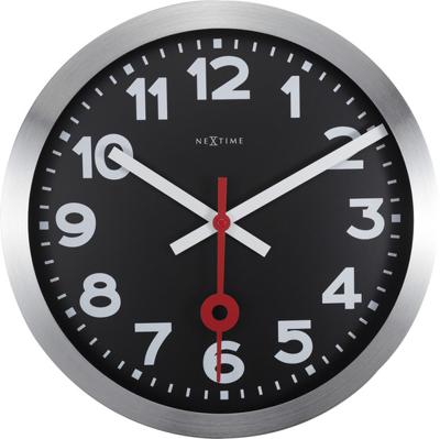 NeXtime NE-3999ARZW Wandklok Dia. 35 Cm, Geborsteld Aluminium, &apos;Station&apos;