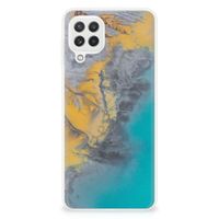 Samsung Galaxy A22 4G | M22 TPU Siliconen Hoesje Marble Blue Gold - thumbnail