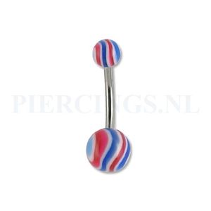 Navelpiercing gegolfd blauw-rood