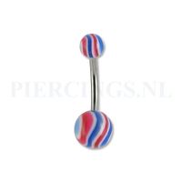 Navelpiercing gegolfd blauw-rood