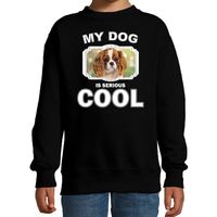 Charles spaniel honden trui / sweater my dog is serious cool zwart voor kinderen