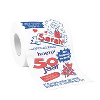 Toiletrol verjaardag Sarah 50 jaar met grappige tekst decoratie/versiering   -