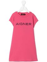 Aigner Kids robe à logo brodé - Rose