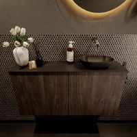 Mondiaz Fowy toiletmeubel 100cm dark brown met blad en waskom urban rechts zonder kraangat