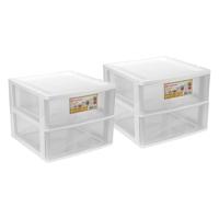 Ladeblokje/bureau organizer 2x grote lades - wit/transparant - L38 x B38 x H30 cm - kunststof - thumbnail