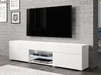 Tv-meubel CARTER 2 deuren 2 lades hoogglans wit/wit met led - thumbnail